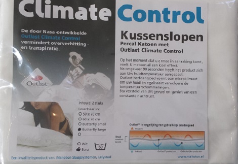 Koel slapen,sloop met outlast,climate control ,percal maat 50x70,60x70,Butterfly kusse,latex